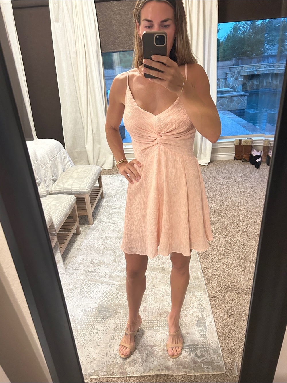 Abercrombie & Fitch Blush Pink Twist-Front Mini Dress